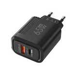 Ładowarka GaN Quick charge 65W, 1xUSB-C, 1xUSB-A