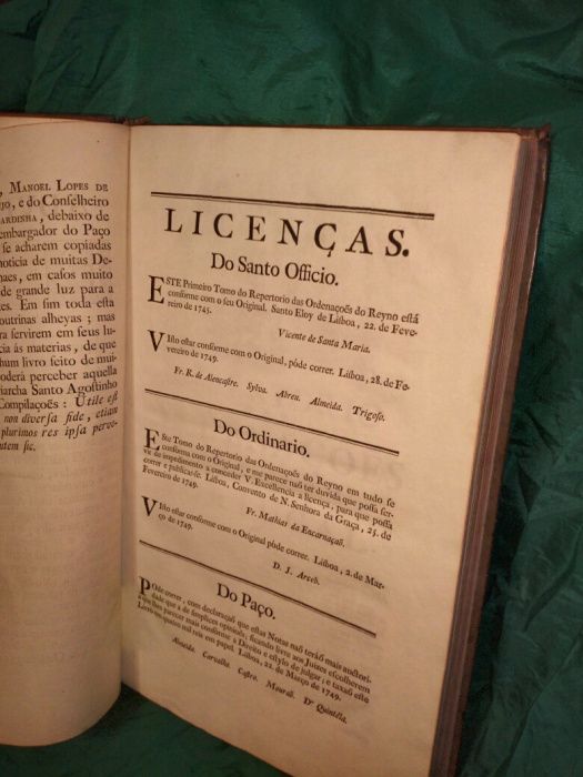 Alfarrábio de 1749 - "Repertório das Ordenações e Leis do Reino"