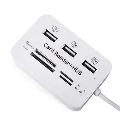 Концентратор | USB  Універсальний пристрій 2.0 хаб 3 порти картрідер