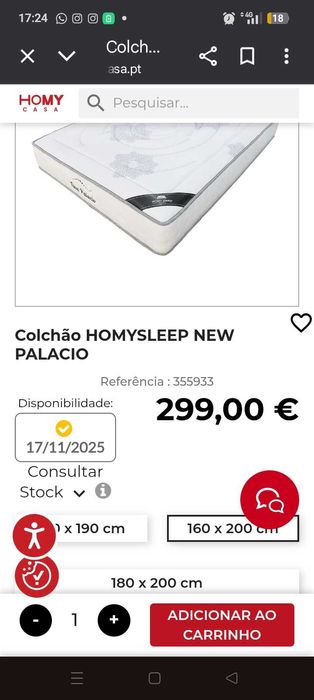 Colchão de casal novo 160x200