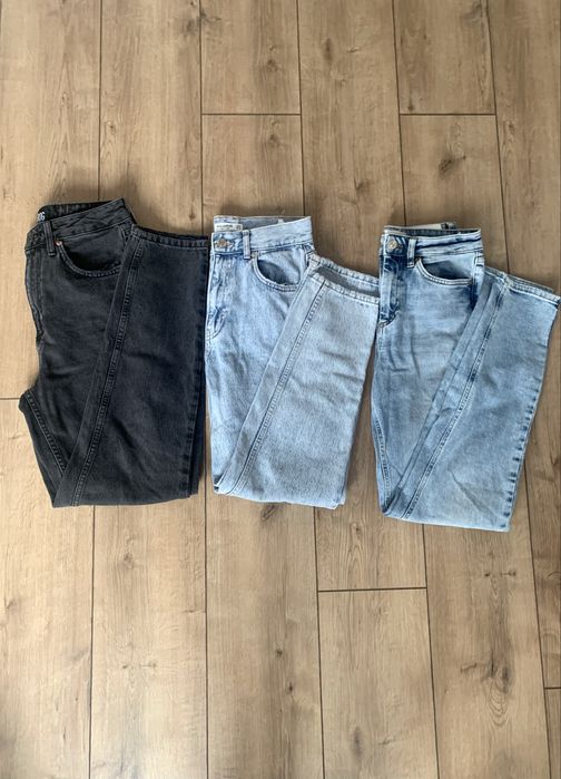 Paczka 8 par spodni jeans mom skinny flare XS / S
