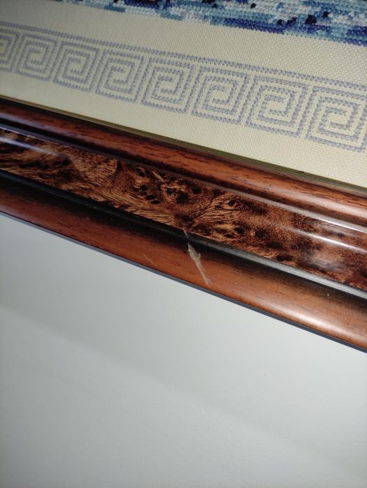 Quadro Bordado em ponte de cruz em linho