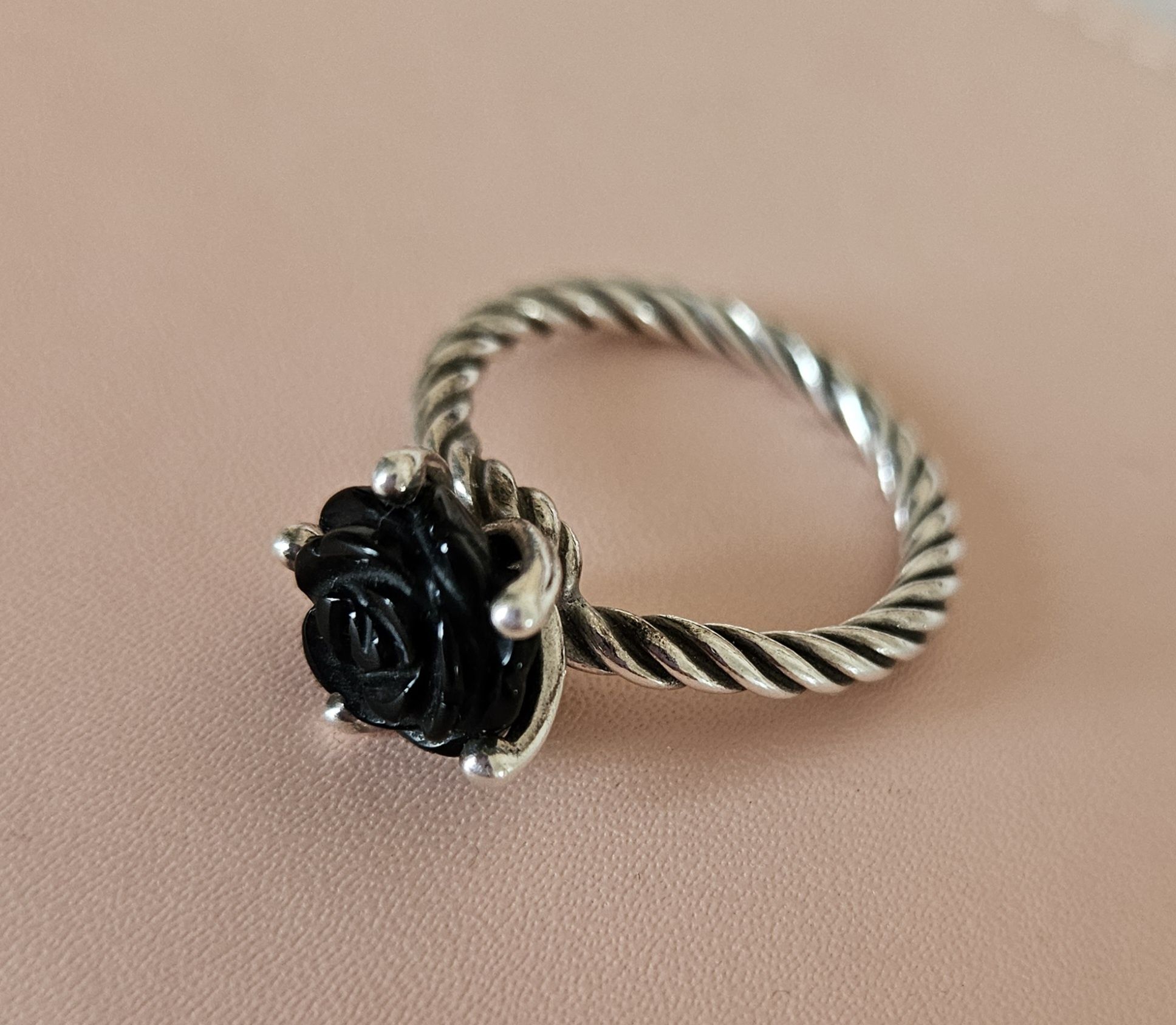Каблучка чорна троянда пандора, Pandora оригінал, 60 розмір