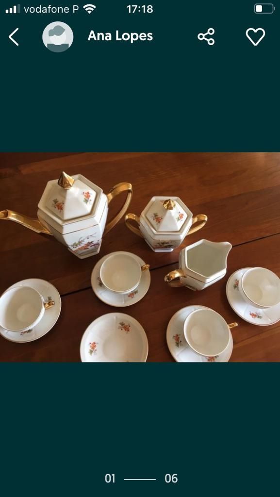 Serviço de chá antigo Porcelana de Coimbra