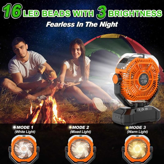 Wentylator z funkcją mgiełki, akumulatorowy, kempingowy 20000 mAh