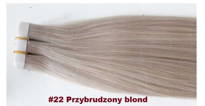 Włosy naturalne tape on metoda kanapkowa 48CM 20 taśm 50 gr + remover