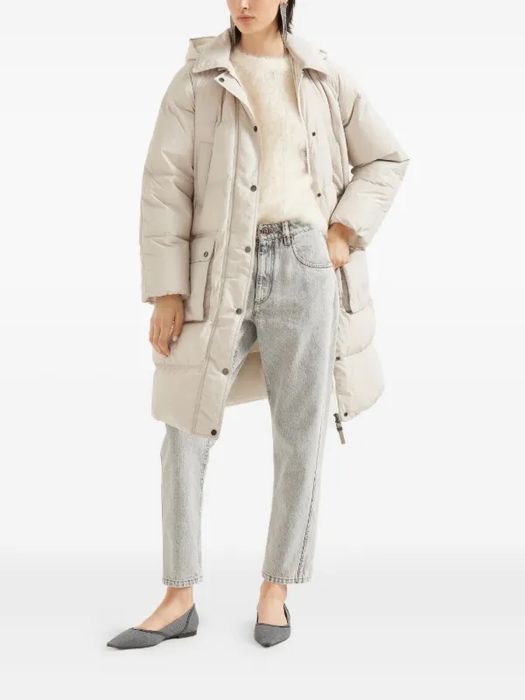 Brunello Cucinelli стеганое пальто с капюшоном 38