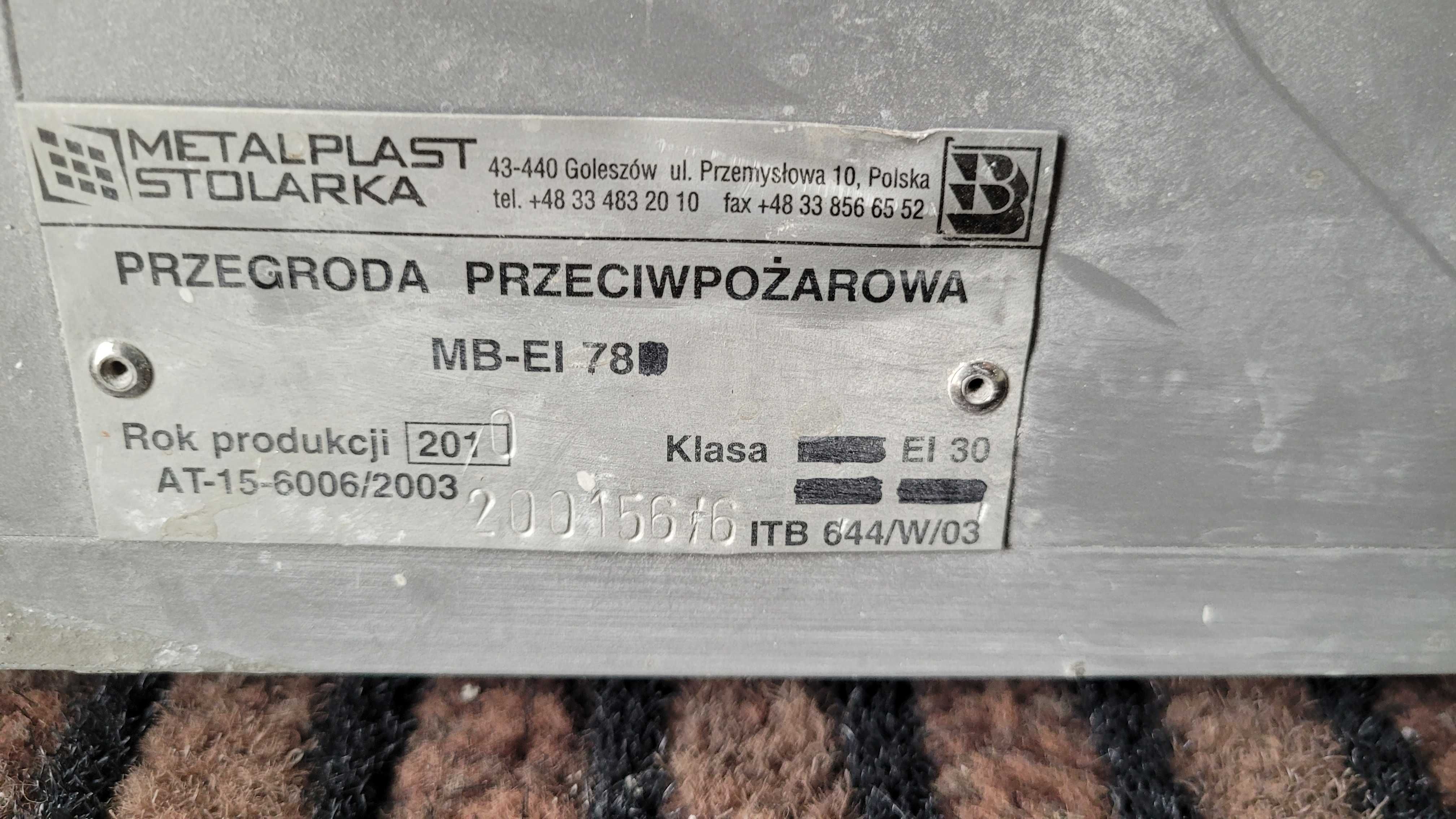 Drzwi aluminiowe przeciwpożarowe ppoż ei30 różne