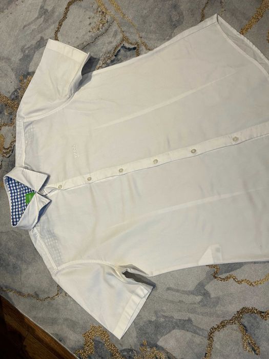 Hugo Boss _ Biała bawełniana koszula z krótkim rękawem L _ Regular Fit