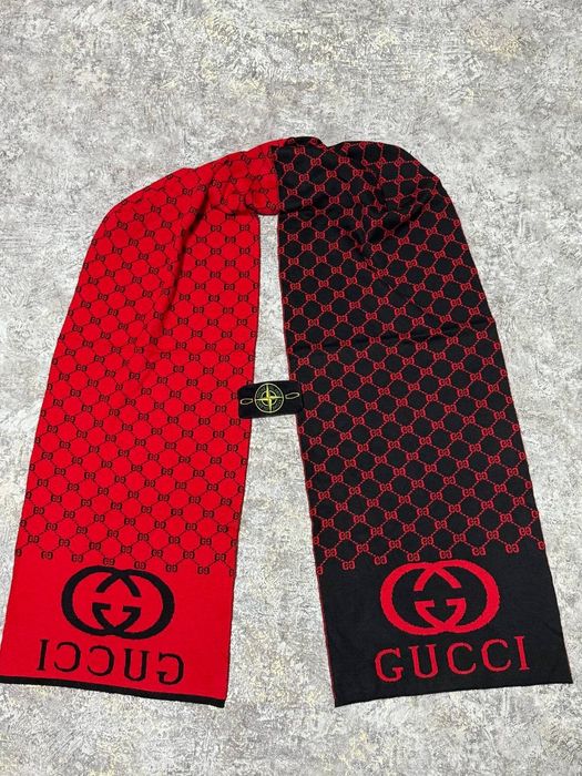 Шарф гучи | красно черный | шарф Gucci червоно чорний гучі