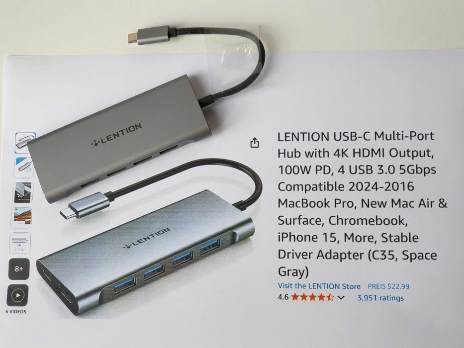 6 in 1  USB Type C to HDMI 4K  100W lention c35h