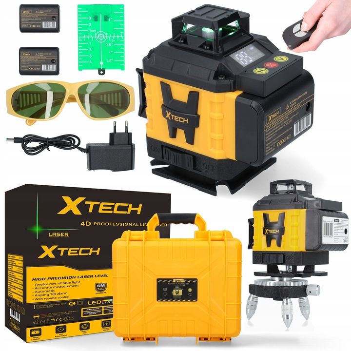 Poziomica Laserowa Xtech 360° Laser Krzyżowy 4d