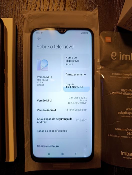 Telemóvel Xiaomi Redmi 9,, 4Gb + 64Gb