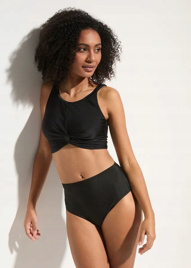 B.P.C figi bikini czarne maxi wysoki stan prążkowane 38.