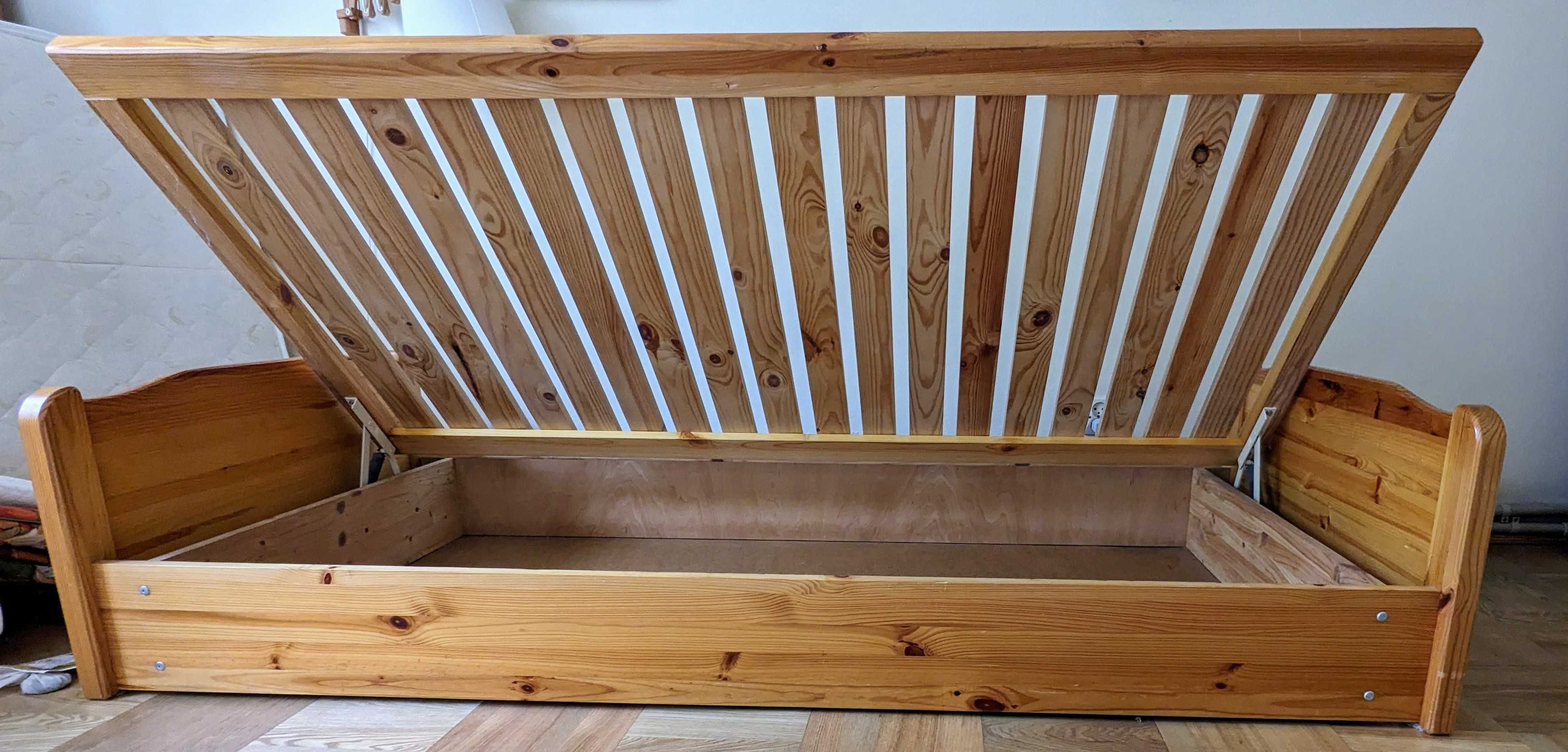 Łóżko/tapczan z pojemnikiem, lite drewno, 90 x 200, plus materac