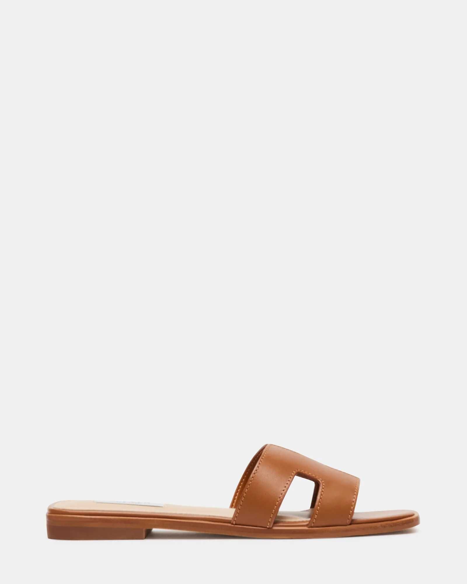 STEVE MADDEN HADYN COGNAC LEATHER , взуття жіноче , шлепки , капці
