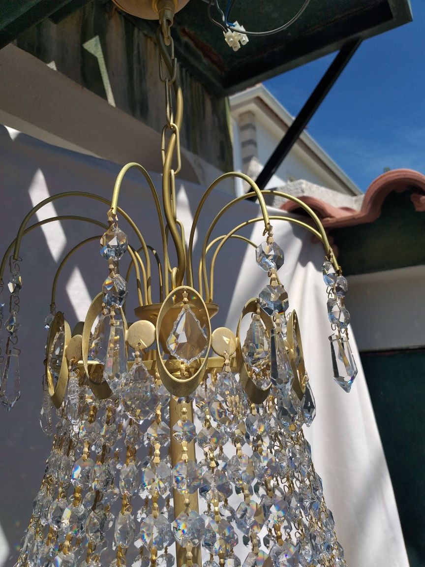 Lustre de Cristal com banho de ouro