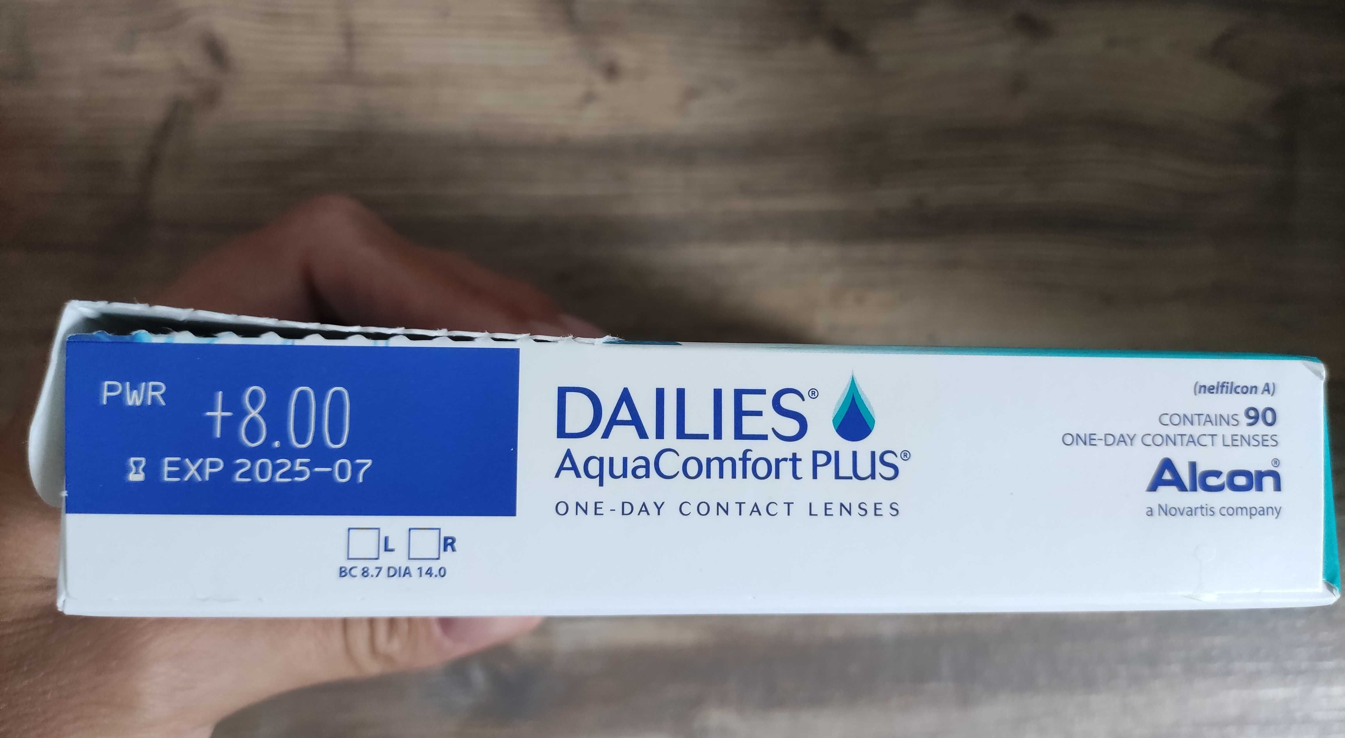 Soczewki DAILIES Aqua Comfort Plus +8 jednodniowe 89 sztuk!!!