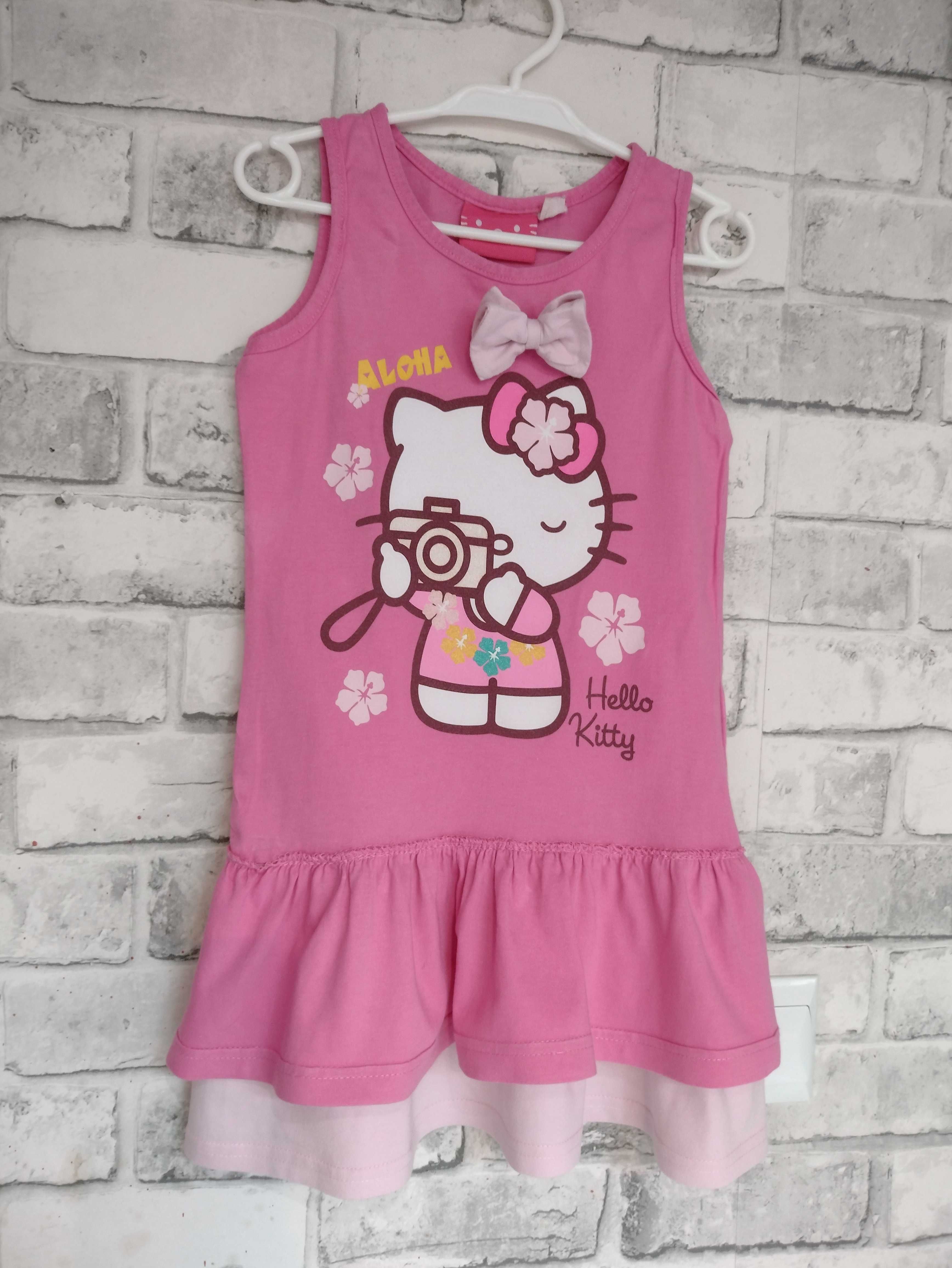Hello kitty różowa 110 sukienka z kotkiem kotek kot bez rękawów kotem