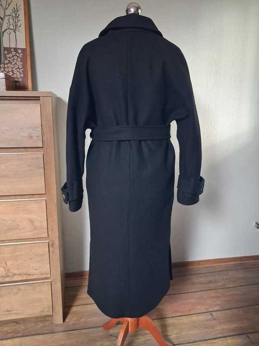 Płaszcz Zara czary wełna wełniany wiązany z paskiem rozm M