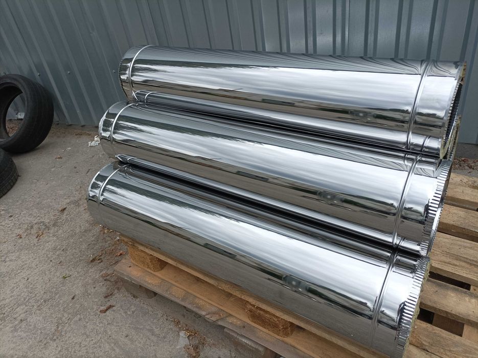 Дымоход утеплённый. Труба для буржуйки. Сэндвич. Труба нерж ф130