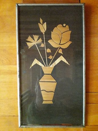 Сувенир - панно декоративное из соломки «Ваза с цветами»
