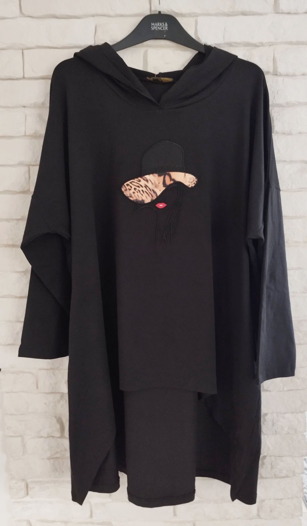 Womanary asymetryczna tunika oversize plus size xxxl 50 52 54 cyrkonie