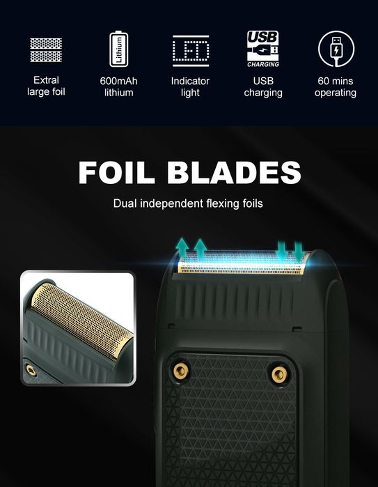 Golarka foliowa z trymerem do brody maszynka do golenia USB