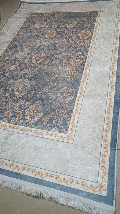 dywan 230x160 turecki ,antypoślizg, szybk ORNAMENT turkus/krem/złoto