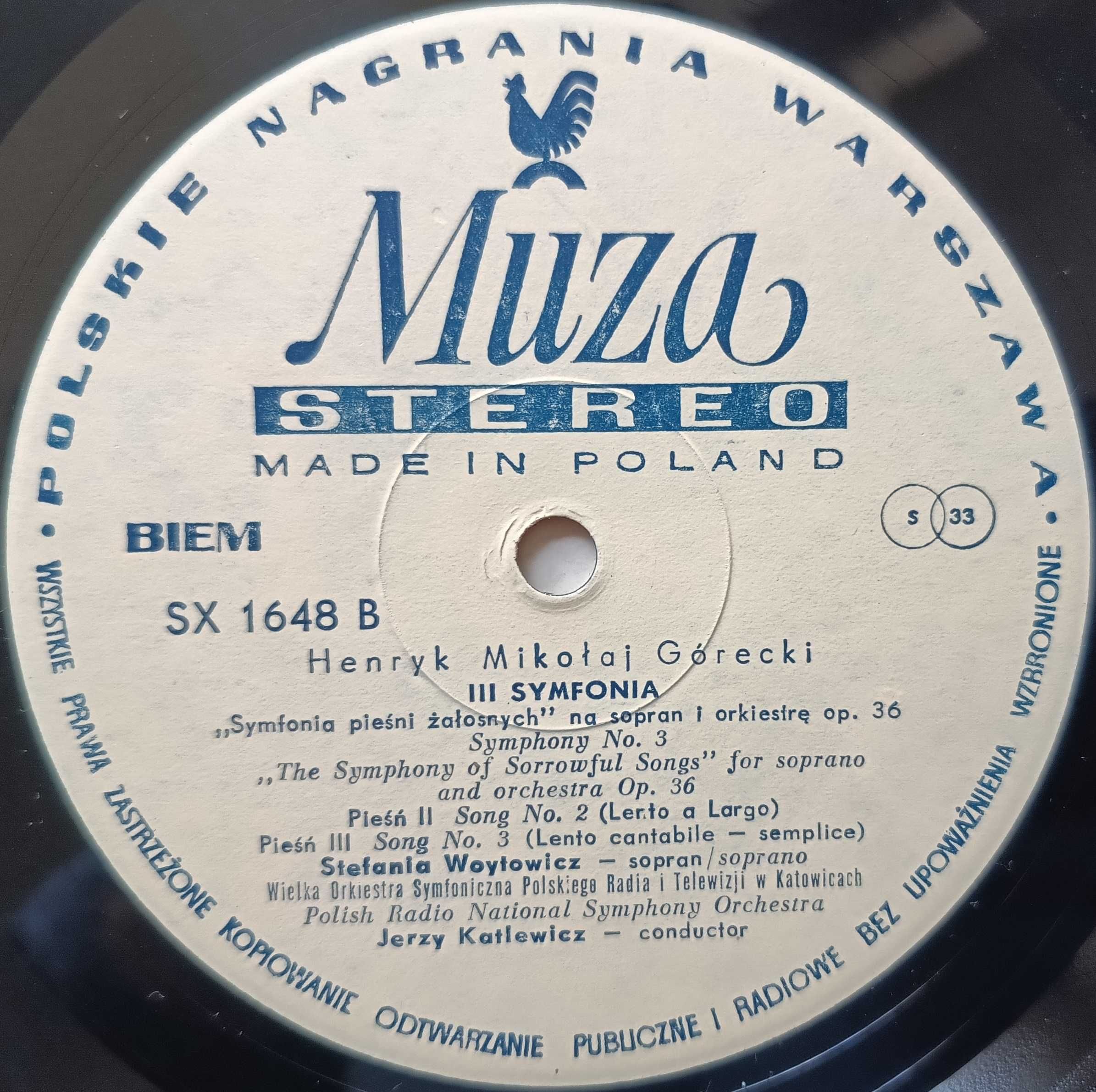 H.M. Górecki - III Symfonia. Płyta winylowa !