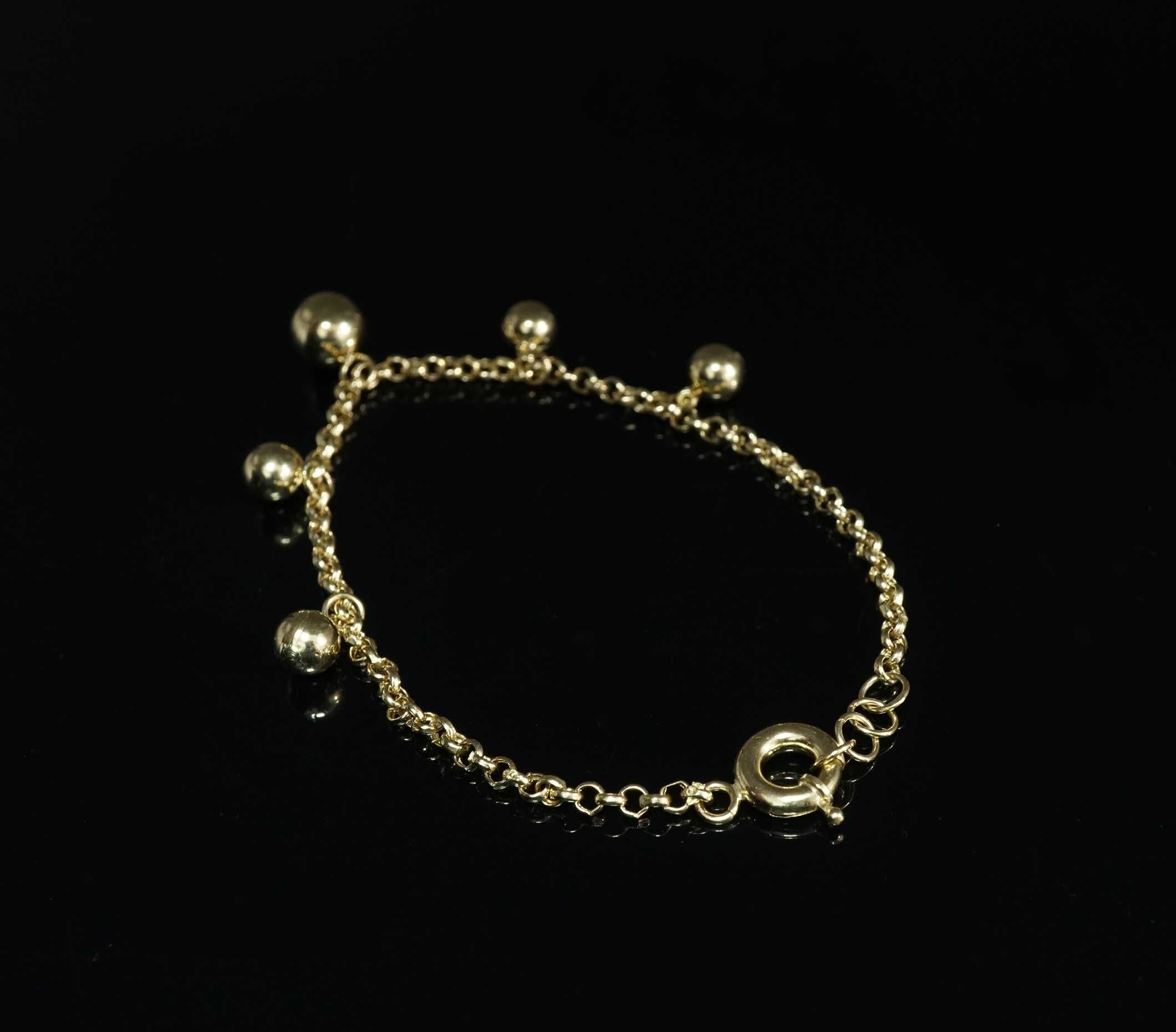 Złoto 585-złota bransoletka damska z kuleczkami