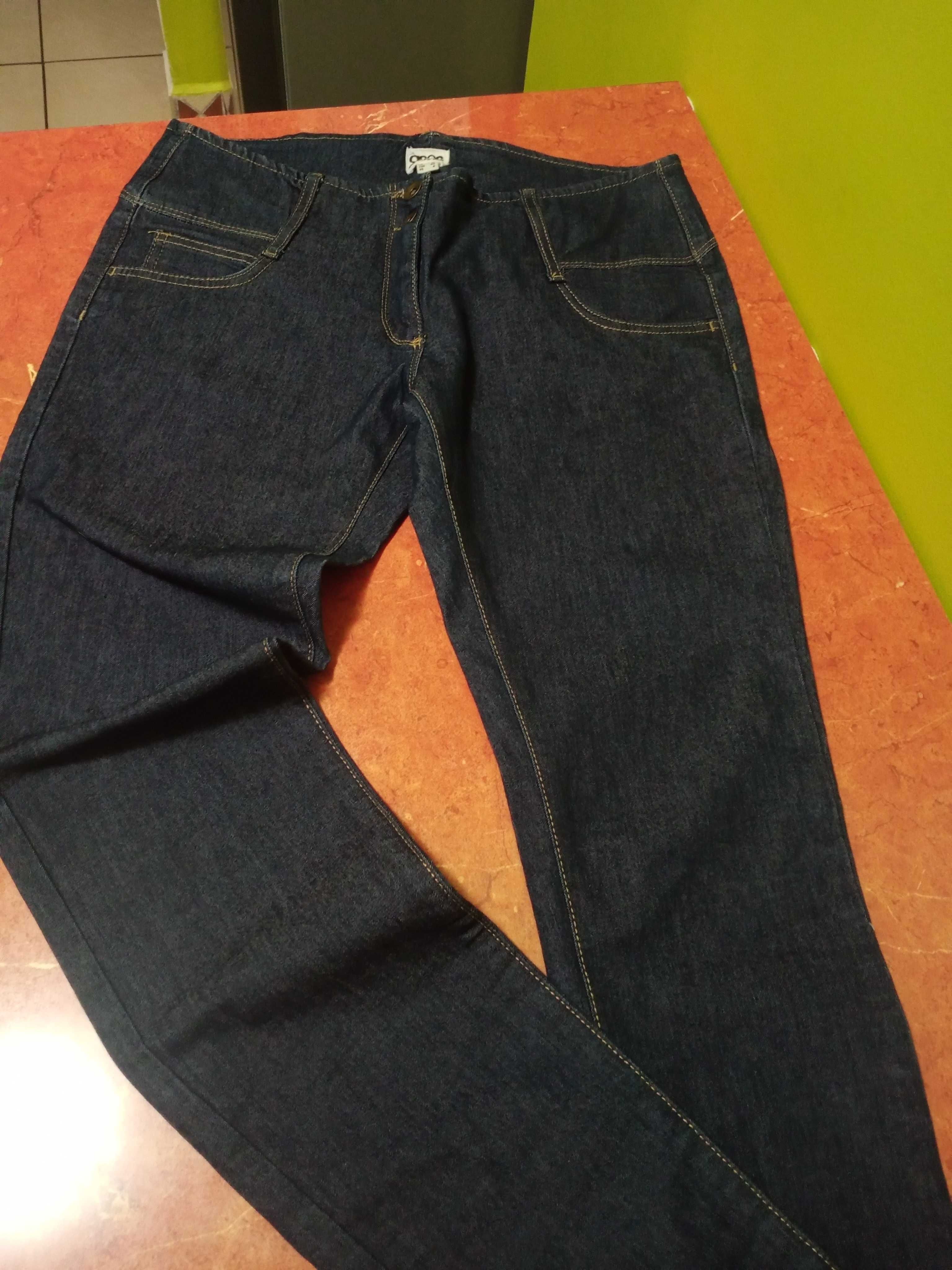 Damskie jeansy, ciemny denim, obniżony stan, rozm. 40