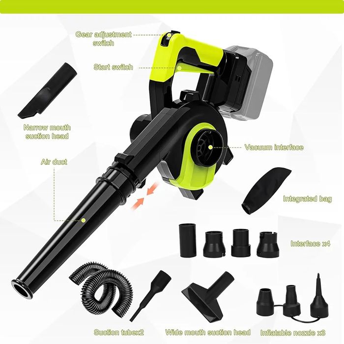 Bezprzewodowa dmuchawa/odkurzacz do liści, kompatybilny z Makita 18V