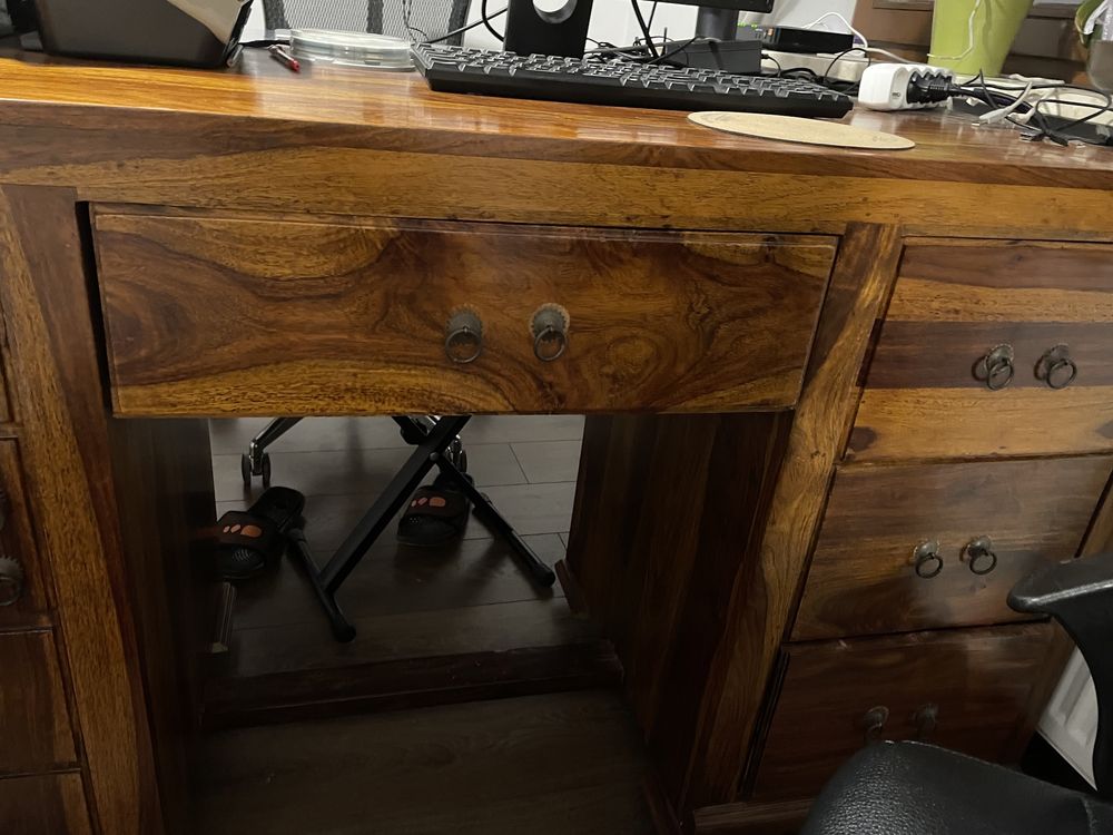 Zestaw mebli kolonialnych 2regaly+ biurko z krzeslem drewnianym gratis
