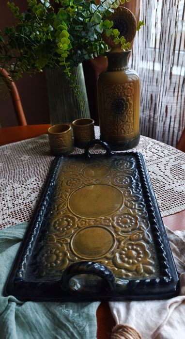 Графин набор для вина блюдо поднос солонка майолика керамика посуда