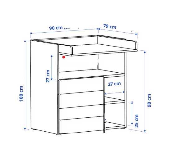 Komoda, biurko, przewijak IKEA używany, biały, dla dziecka 100x90x79