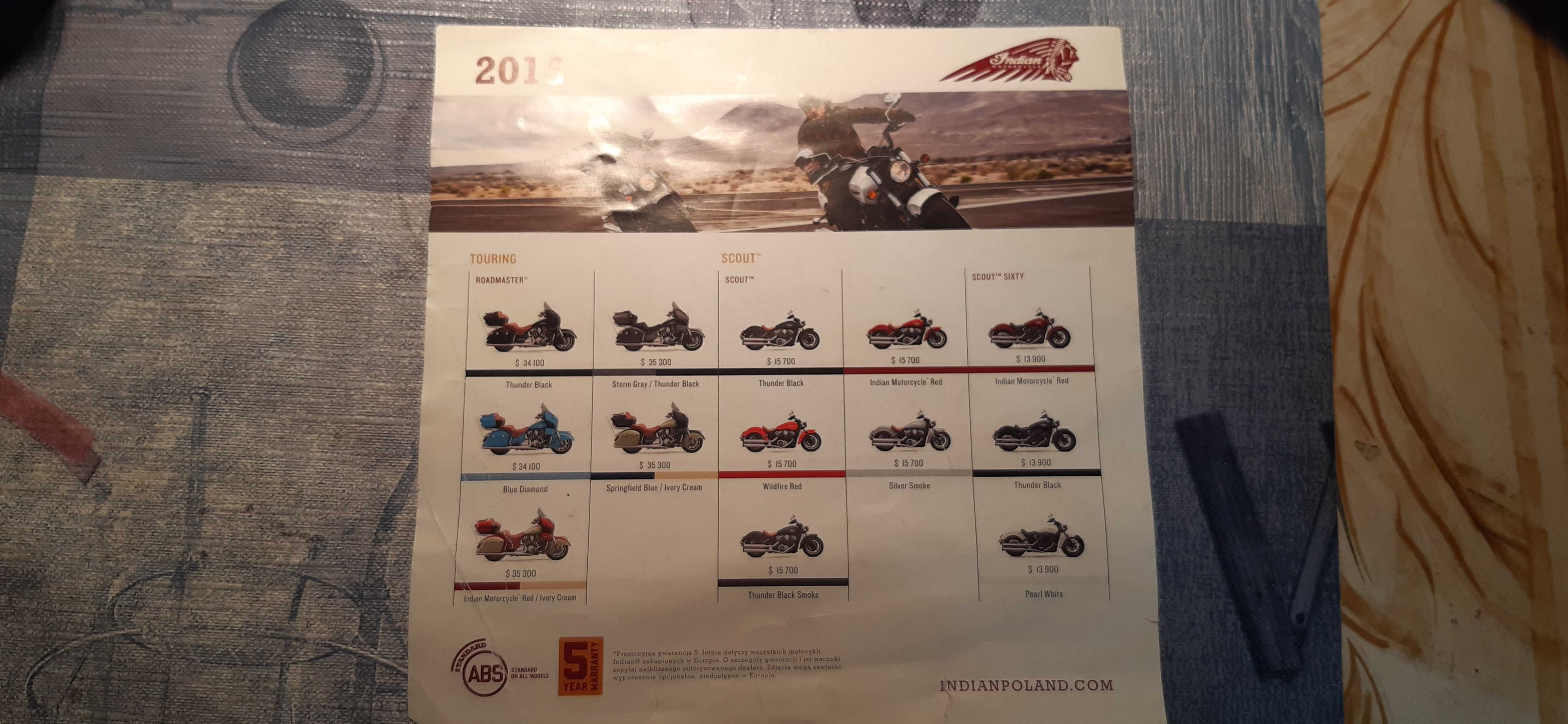 broszura, katalog motocykli indian 2016 dla kolekcjonerów