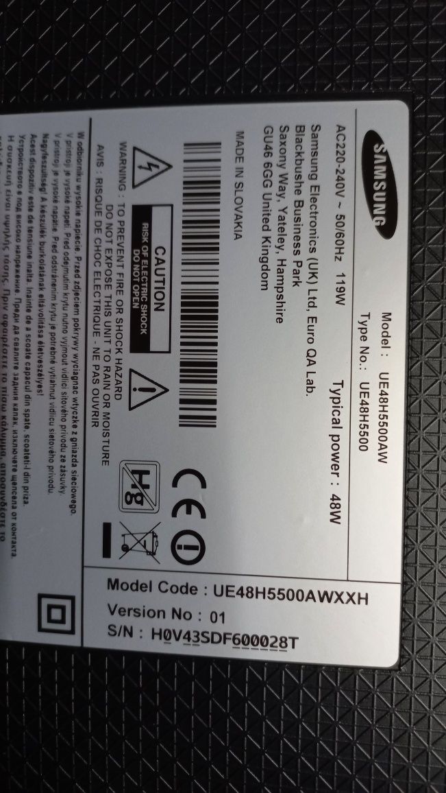 Sprzedam tv samsung UE 48h5500 na części