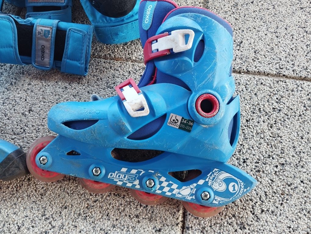 Rolki 34-36, kask, ochraniacze