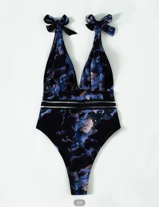 Fato de Banho Mármore Preto/Roxo