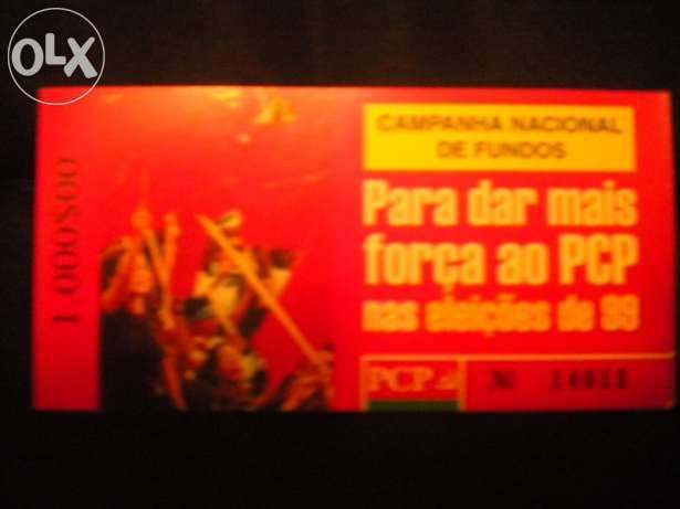 Bilhetes de angariação de fundos do pcp