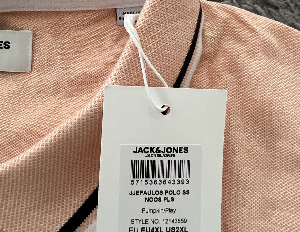 Jack&Jones koszulka polo z krótkim rękawem morelowa roz 4XL NOWW