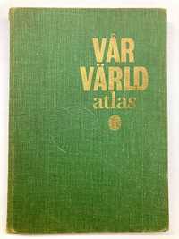 Archiwalny Atlas geograficzny. Szwecja Vår Värld atlas, Stockholm 1968
