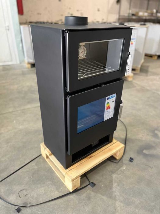 Fogão a lenha com forno em inox, para queima de lenha Verso F - 9 kw