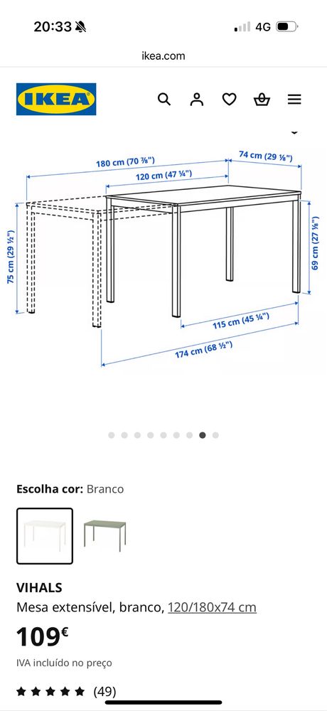Mesa extensível IKEA - VIHALS