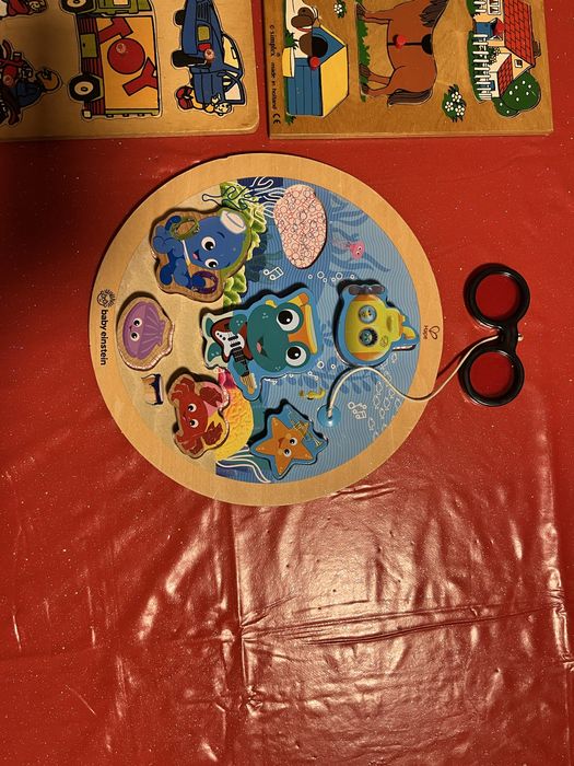 Conjunto de 3 puzzles de encaixar de madeira