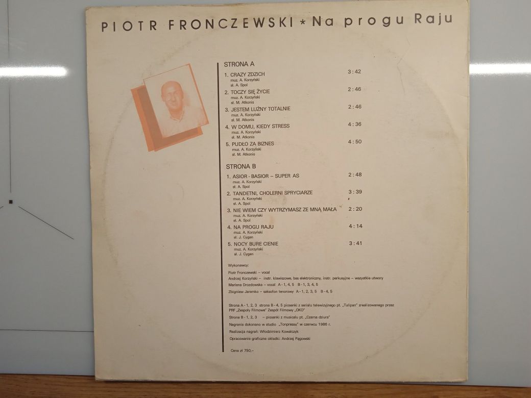 Piotr Fronczewski - Na progu Raju winyl