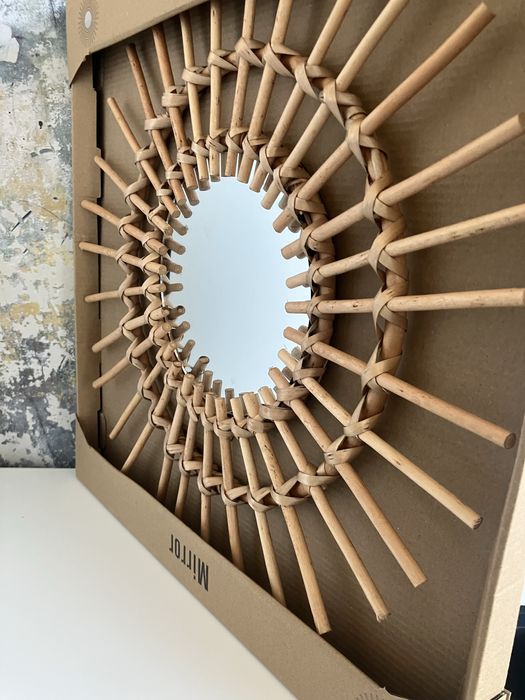 Dekoracyjne lustro okrągłe bambusowe sred.45 cm boho