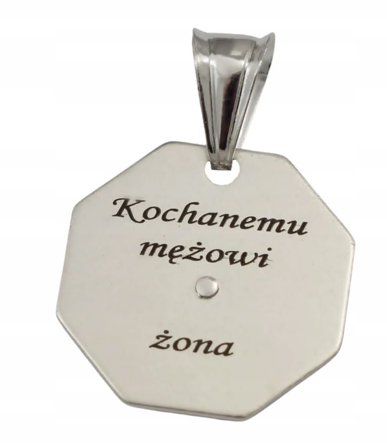Łańcuszek Srebrny Pancerka 5,60 mm  z Medalikiem pr 925 Grawer Gratis