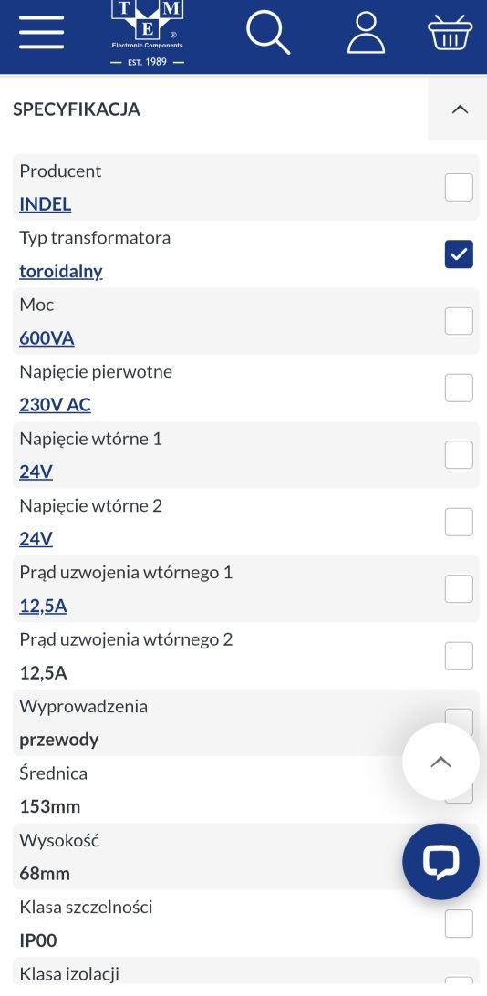 Transformator toroidalny Nowy INDEL TST 600/008 Nowy